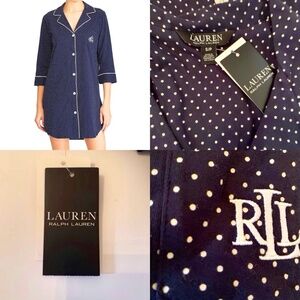 NWT Lauren Ralph Lauren Super Soft Cotton Sleep Shirt Size S